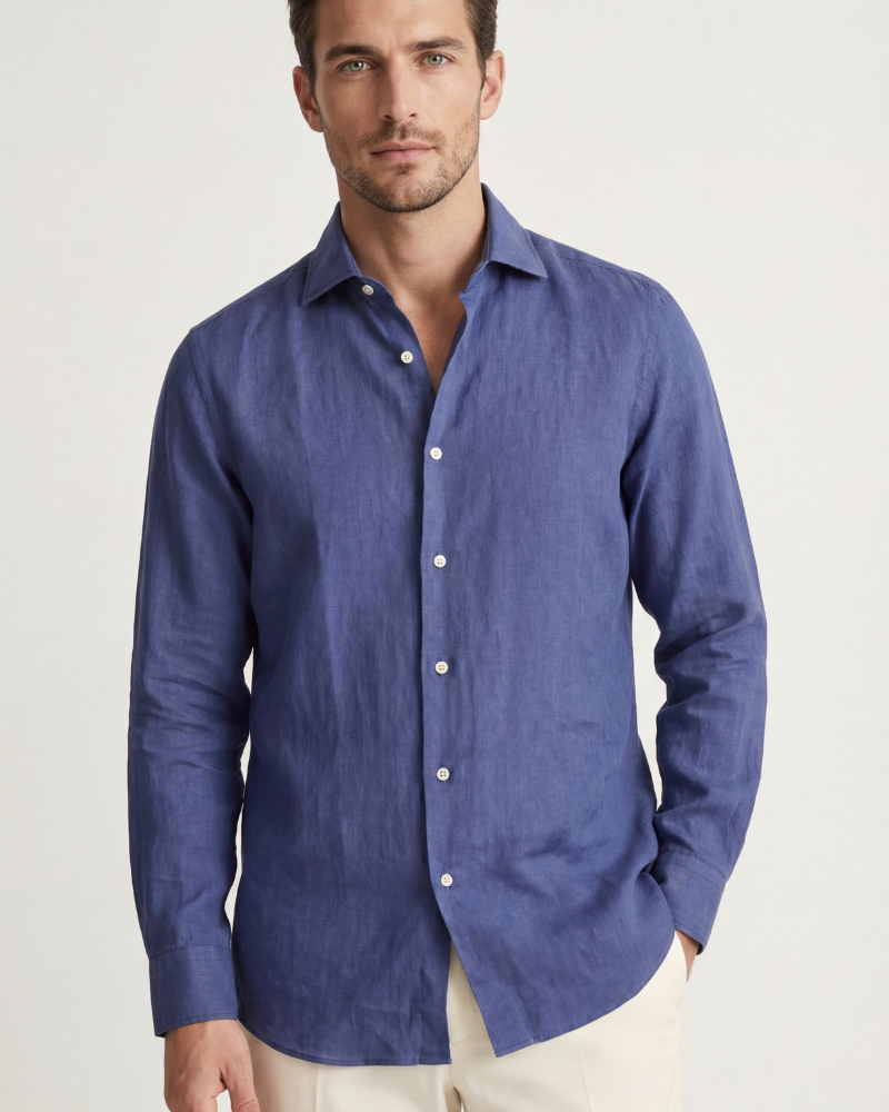 Capri Linnenhemd in Marineblauw – Lichtgewicht en Ademend