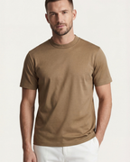 Olijfgroene T-shirt van merceriseerde katoen