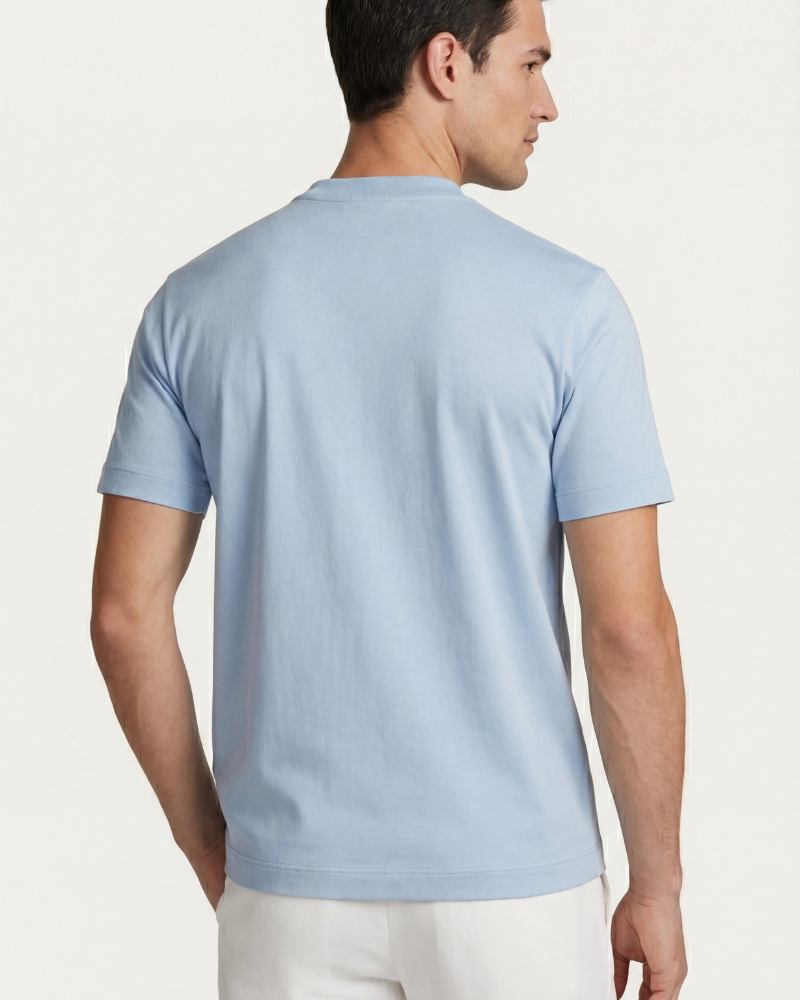 Oceanblauw mercerized katoen T-shirt - Premium zacht en duurzaam