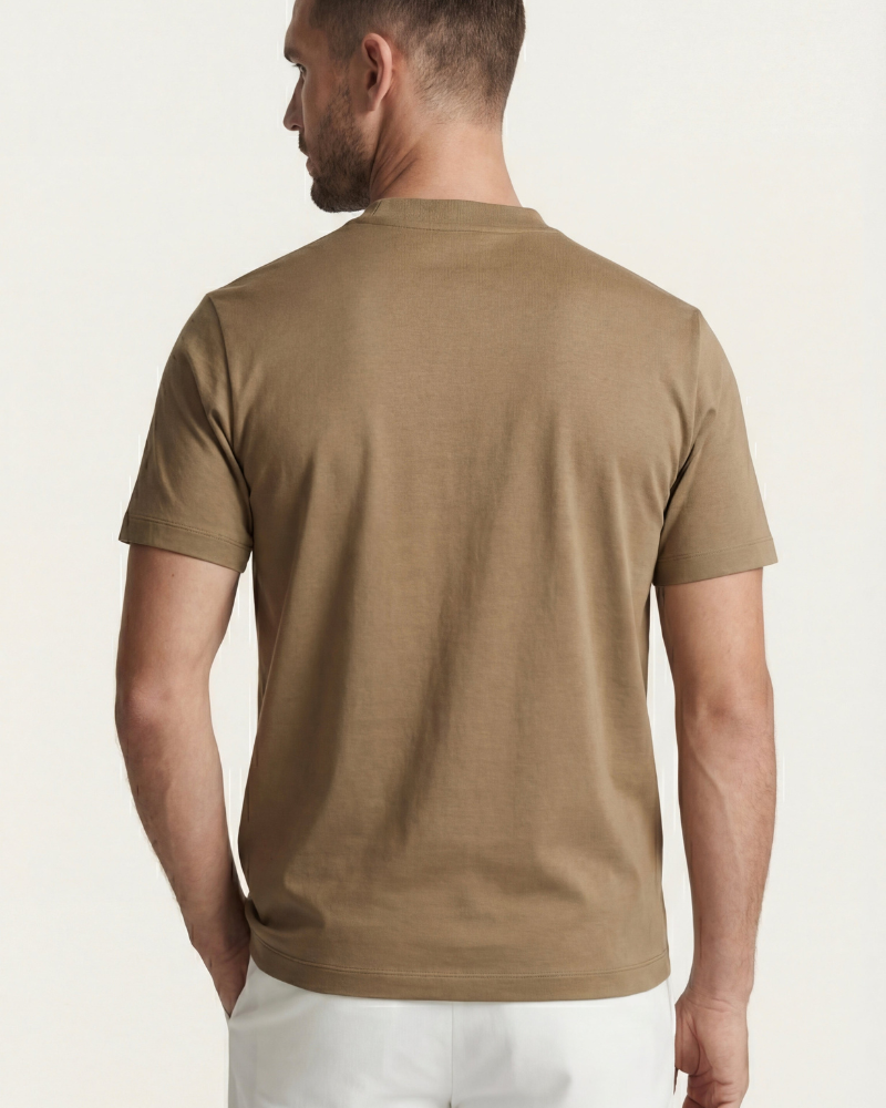 Olijfgroene T-shirt van merceriseerde katoen