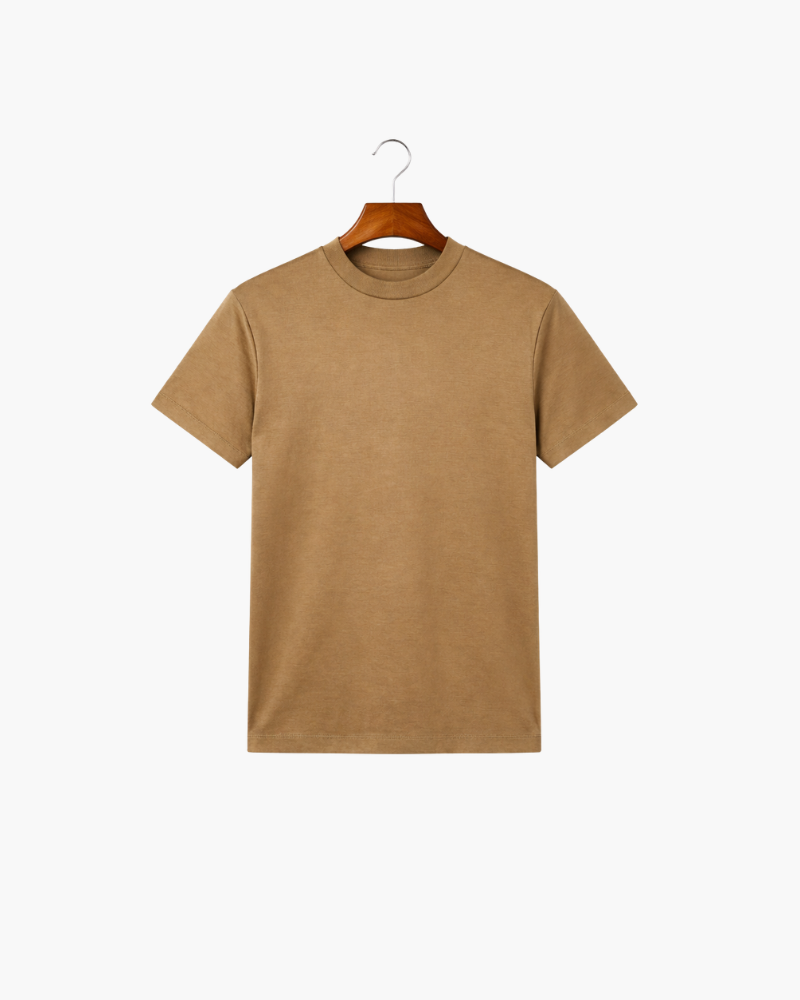 Olijfgroene T-shirt van merceriseerde katoen