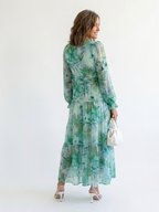 Althea | Elegante maxi-jurk met lange mouwen en bloemmotief