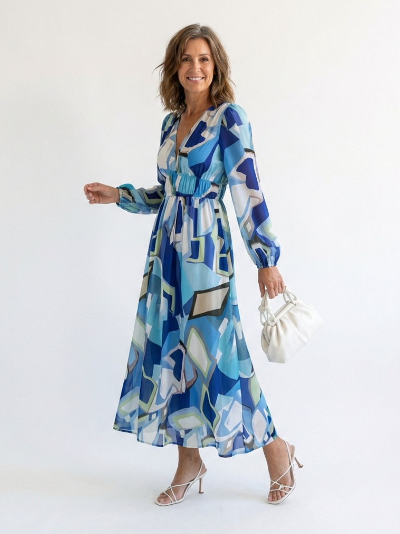 Althea | Elegante maxi-jurk met lange mouwen en bloemmotief