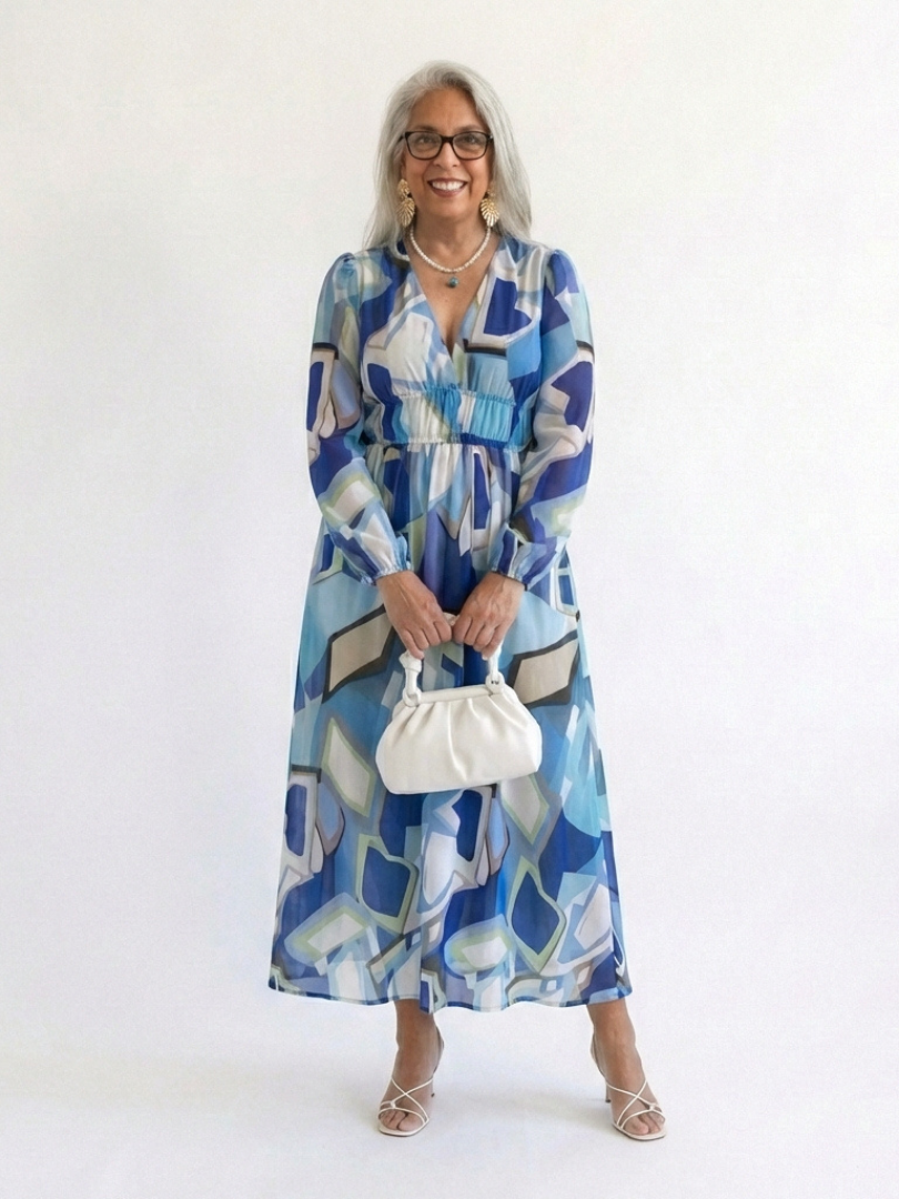 Althea | Elegante maxi-jurk met lange mouwen en bloemmotief