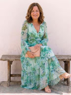 Althea | Elegante maxi-jurk met lange mouwen en bloemmotief