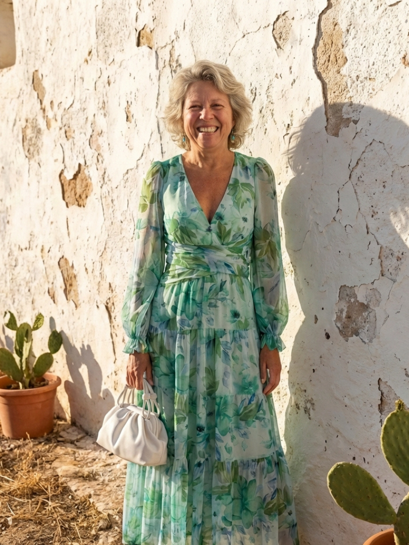 Althea | Elegante maxi-jurk met lange mouwen en bloemmotief