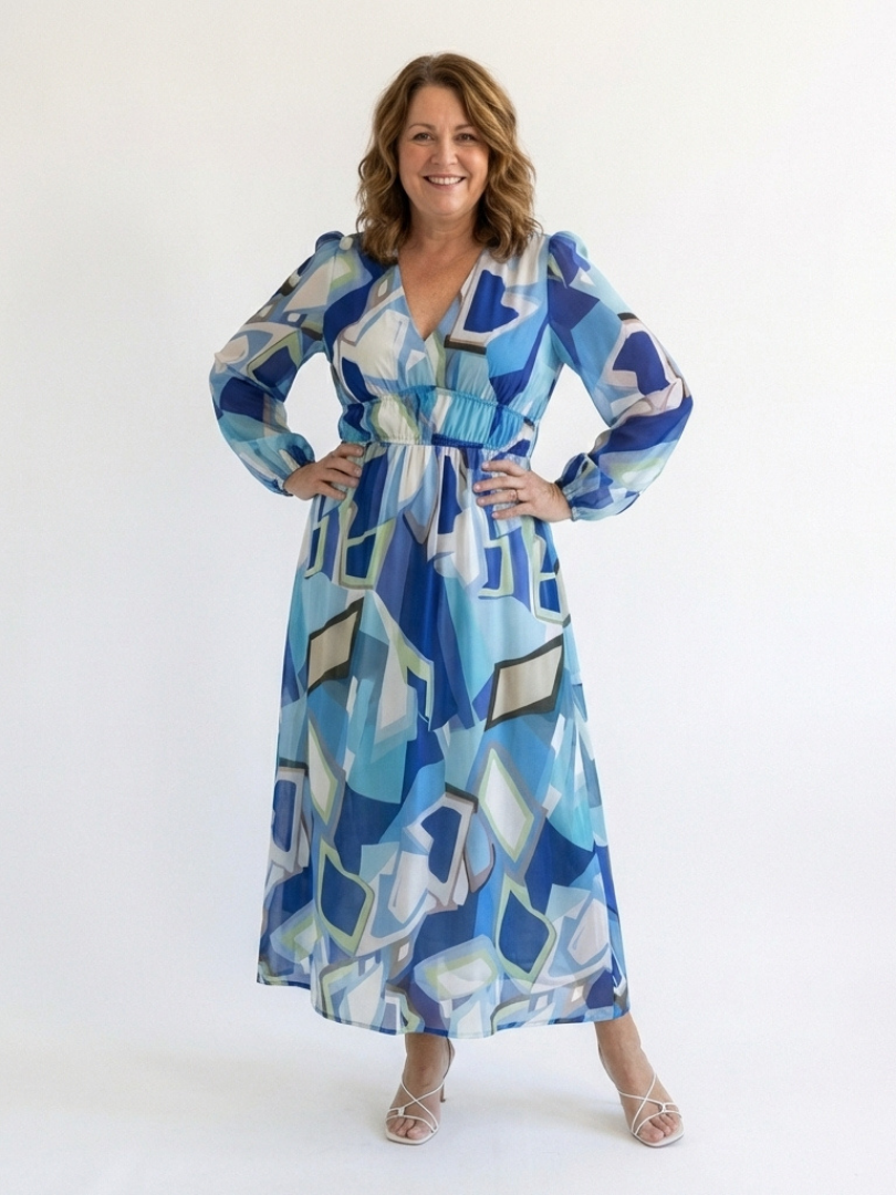 Althea | Elegante maxi-jurk met lange mouwen en bloemmotief