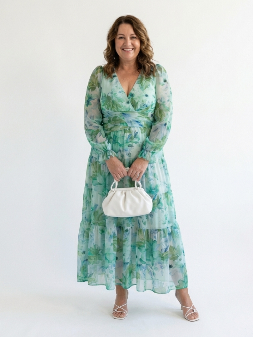 Althea | Elegante maxi-jurk met lange mouwen en bloemmotief