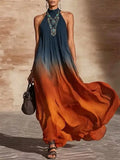 Paula | Langes Neckholder-Kleid mit V-Ausschnitt und Farbverlauf